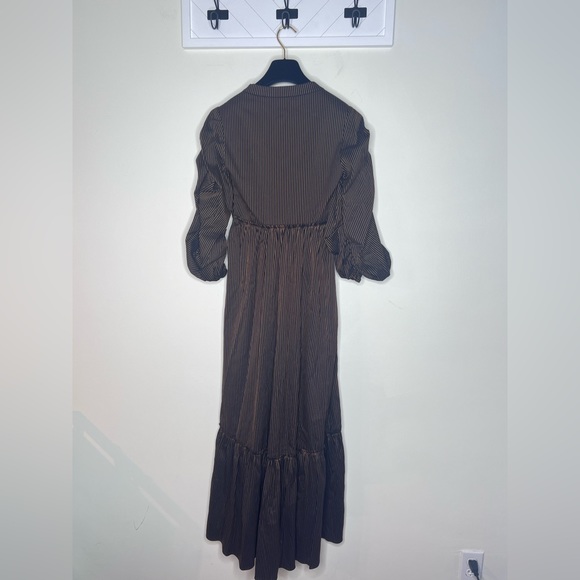 La Ligne Ruched Striped Cotton blend Gitane Dress in Midnight XS - Picture 6 of 7